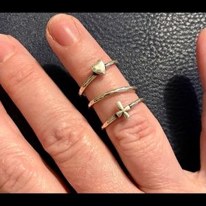 James Avery SS three piece Faith and Love ring set. Size 5